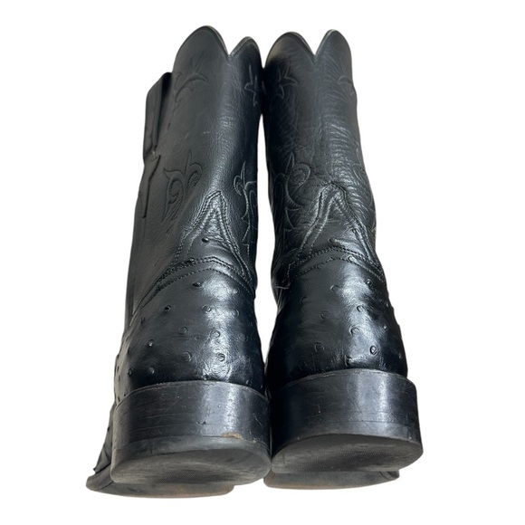 Lucchese Black Full Quill Ostrich Leather Cowboy Western Boots Men\'s 10.5